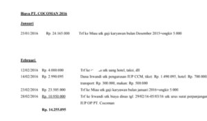 Ada Nama Oknum Mantan Anggota DPRD Morut, di Transaksi Keuangan PT. Cocoman