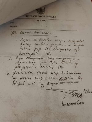 Persoalan PT. SPN dan Warga Desa Mayumba, Pernah Ada Memo Anwar Hafid di Tahun 2012