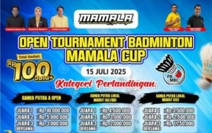 Open Turnamen Badminton Mamala Cup 2025 Siap Digelar, Total Hadiah Capai Rp100 Juta dan 2 Unit Motor