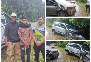 Dua Mobil Tabrakan Rusak Parah, Salah Satu Pengendara Mantan Anggota DPRD Morut