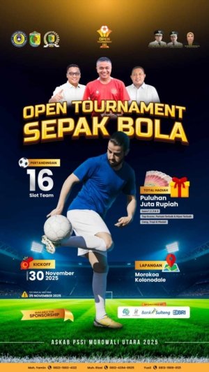 ASKAB PSSI Morowali Utara Gelar Open Tournament Sepak Bola, Total Hadiah Puluhan Juta Rupiah