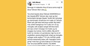 Buntut Sengketa Harta, Istri Oknum Polisi “Serang” Kades Wawondula di Medsos