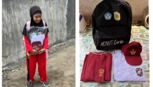 Aira Toadji, Siswi Kelas 3 SDN Tiu Gembira Terima Bantuan Tas dan Seragam dari Bupati Morut