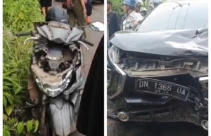 Benturan Keras di Ruas Jalan Koromatantu-Mondowe, Pengendara Luka Serius