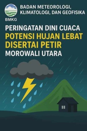 BMKG Peringatkan Potensi Hujan Lebat Disertai Petir di Morowali Utara