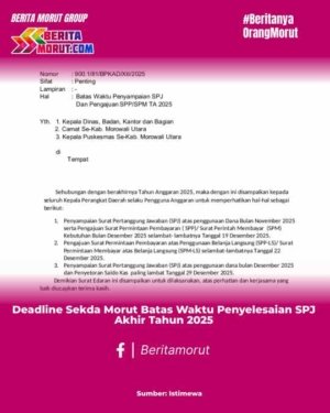 Deadline Sekda Morut Batas Waktu Penyelesaian SPJ Akhir Tahun 2025