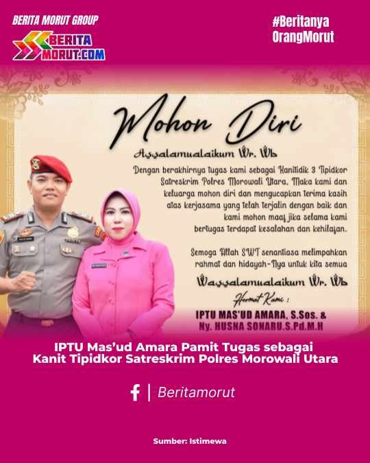 IPTU Mas’ud Amara Pamit Tugas sebagai Kanit Tipidkor Satreskrim Polres Morowali Utara