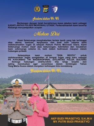 Kasat Lantas Polres Morut AKP Budi Prasetyo Pamit