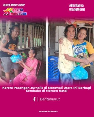 Keren! Pasangan Jurnalis di Morowali Utara Ini Berbagi Sembako di Momen Natal