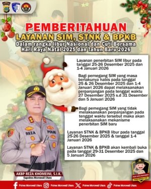 Masa Natal dan Tahun Baru. Ini Jadwal Layanan Pengurusan SIM di Polres Morowali Utara