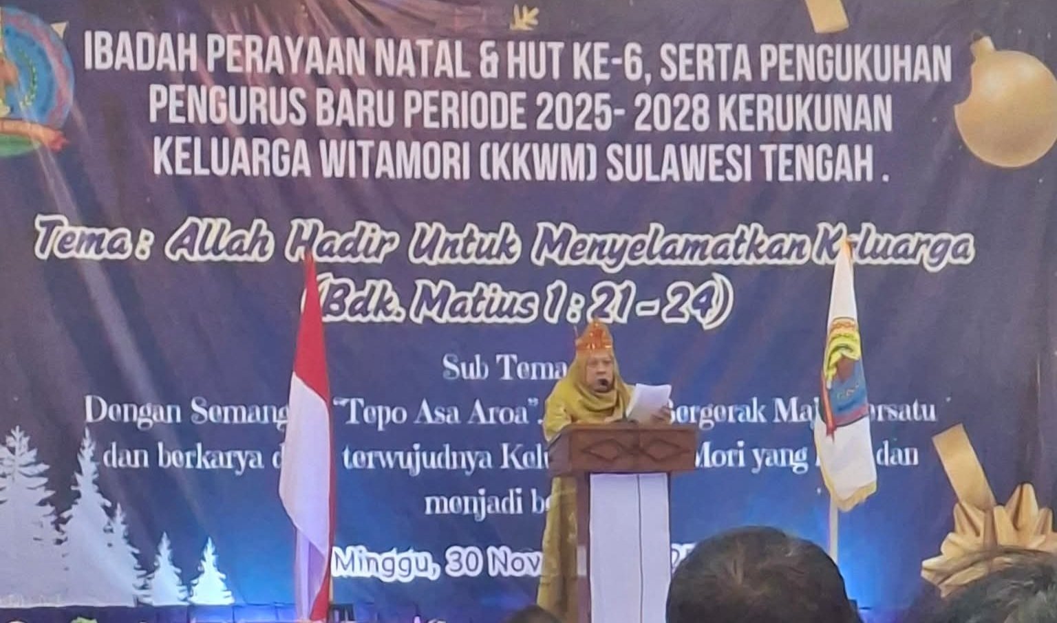 Wagub Sulteng Hadiri Natal dan HUT ke-6, Serta Pengukuhan Pengurus KKWM Sulteng Periode 2025-2028