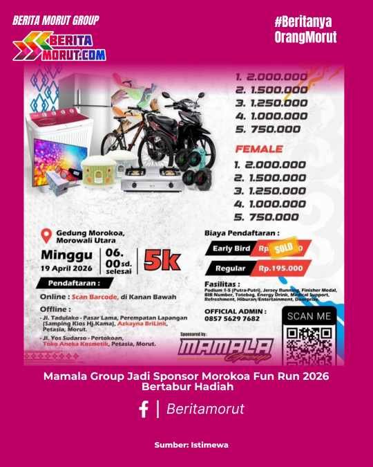 Mamala Group Jadi Sponsor Morokoa Fun Run 2026 Bertabur Hadiah