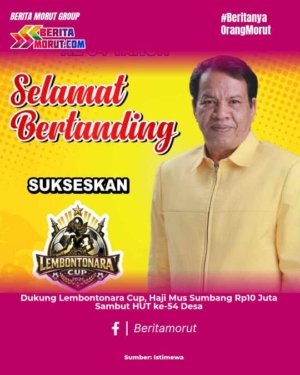 Dukung Lembontonara Cup, Haji Mus Sumbang Rp10 Juta Sambut HUT ke-54 Desa