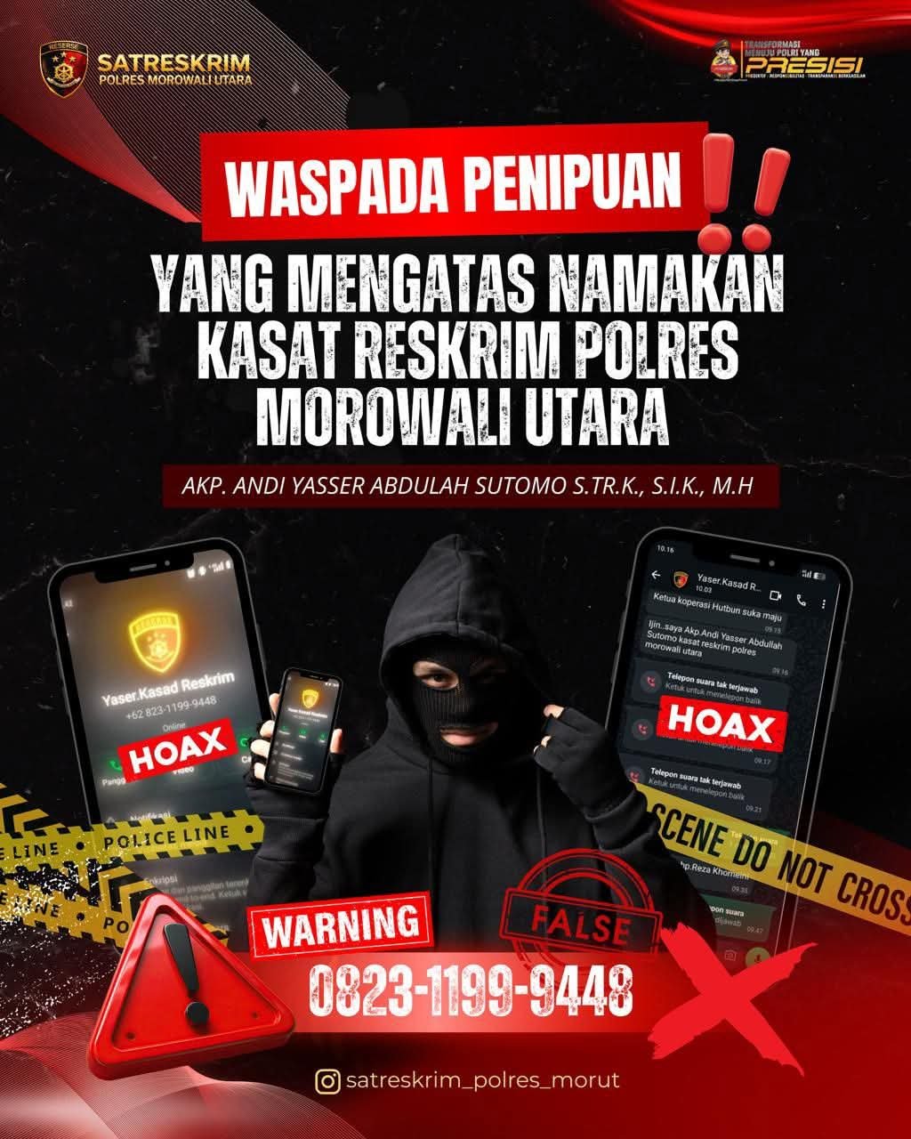 Belum Sebulan Menjabat, Nama Kasat Reskrim Polres Morowali Utara Dicatut Penipu