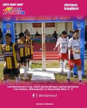 Lembontonara Cup, Hasil Pertandingan partai pertama hari kedua, Wawopada vs Mayumba Skor 2:2