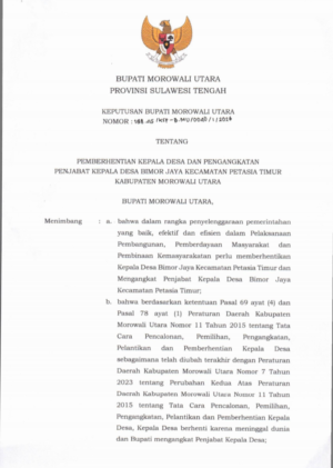SK Pemberhentian Kades Bimorjaya dan Pengangkatan Pj Diterbitkan Hari Ini