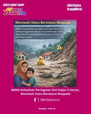 BMKG Keluarkan Peringatan Dini Hujan 3 Harian, Morowali Utara Berstatus Waspada