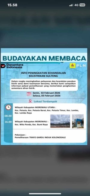 PLN Lakukan Pemeliharaan Gardu Induk Kolonodale, Sejumlah Wilayah Morowali dan Morut Alami Pemadaman Sementara