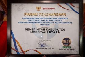 Morowali Utara Urutan Teratas di Sulteng, Terima 14 Piagam Penghargaan