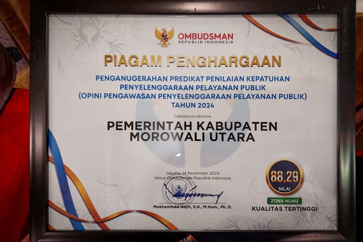 Morowali Utara Urutan Teratas di Sulteng, Terima 14 Piagam Penghargaan