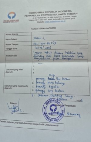 Kasus Laporan Keluarga Pasien Amandel Meninggal di RSUD Kolonodale, Naik ke Pleno Ombudsman