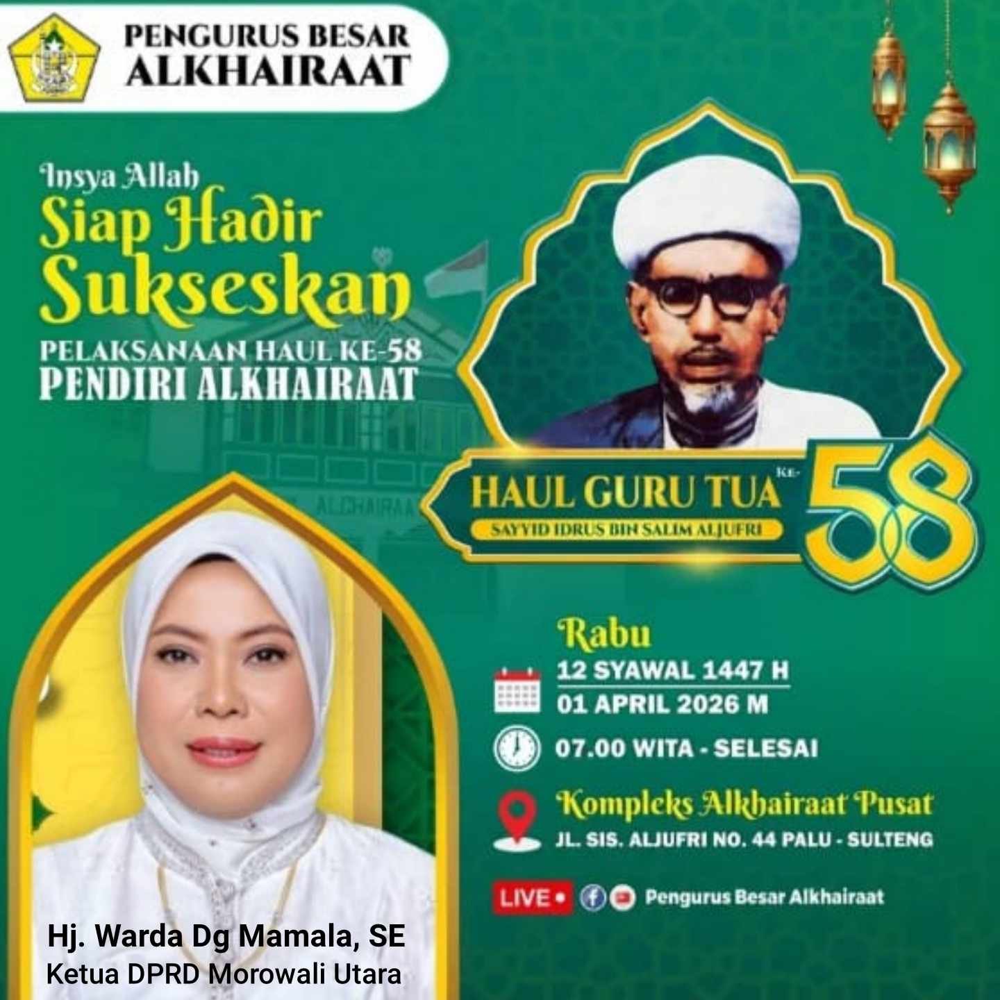 Ketua DPRD Morut Dijadwalkan Hadiri Haul Guru Tua ke-58