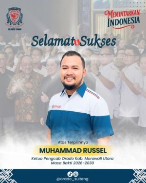Muhammad Russel Nahkodai Organisasi Domino Morowali Utara Periode 2026–2030