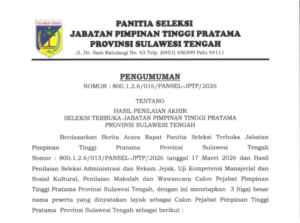 Ridho Hamzah Masuk Tiga Besar Calon Kepala Biro PBJ Pemprov Sulteng