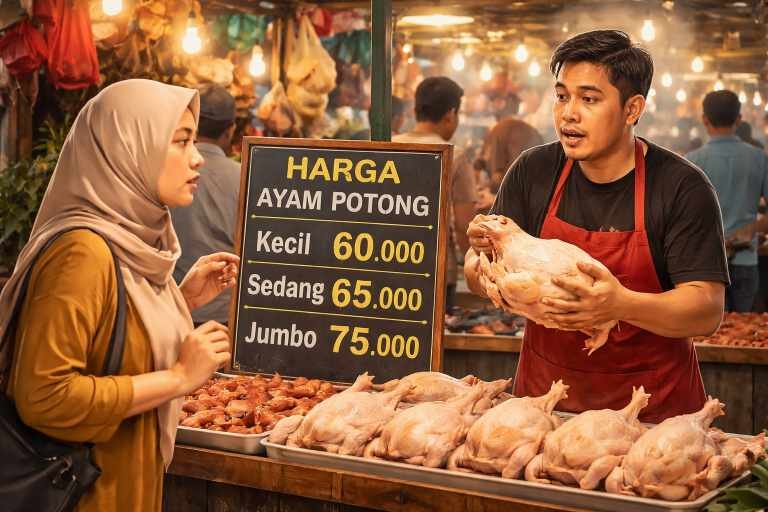 Jelang Lebaran, Harga Ayam Potong di Pasar Kolonodale Merangkak Naik
