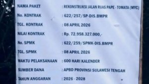 Proyek Rekonstruksi Jalan Pape–Tomata Senilai Rp.72 Miliar Diduga Pakai Material Ilegal