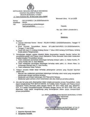 Wartawan Erny John Bau Minta Kapolres Morut yang Baru Tuntaskan Kasus Dugaan Intimidasi