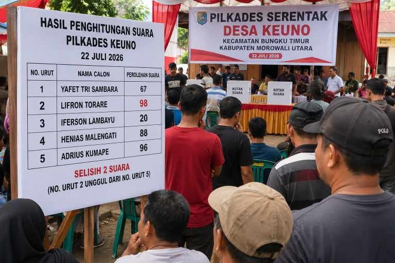 Pilkades Keuno Berakhir Dramatis, Nomor Urut 2 Menang Tipis Selisih 2 Suara