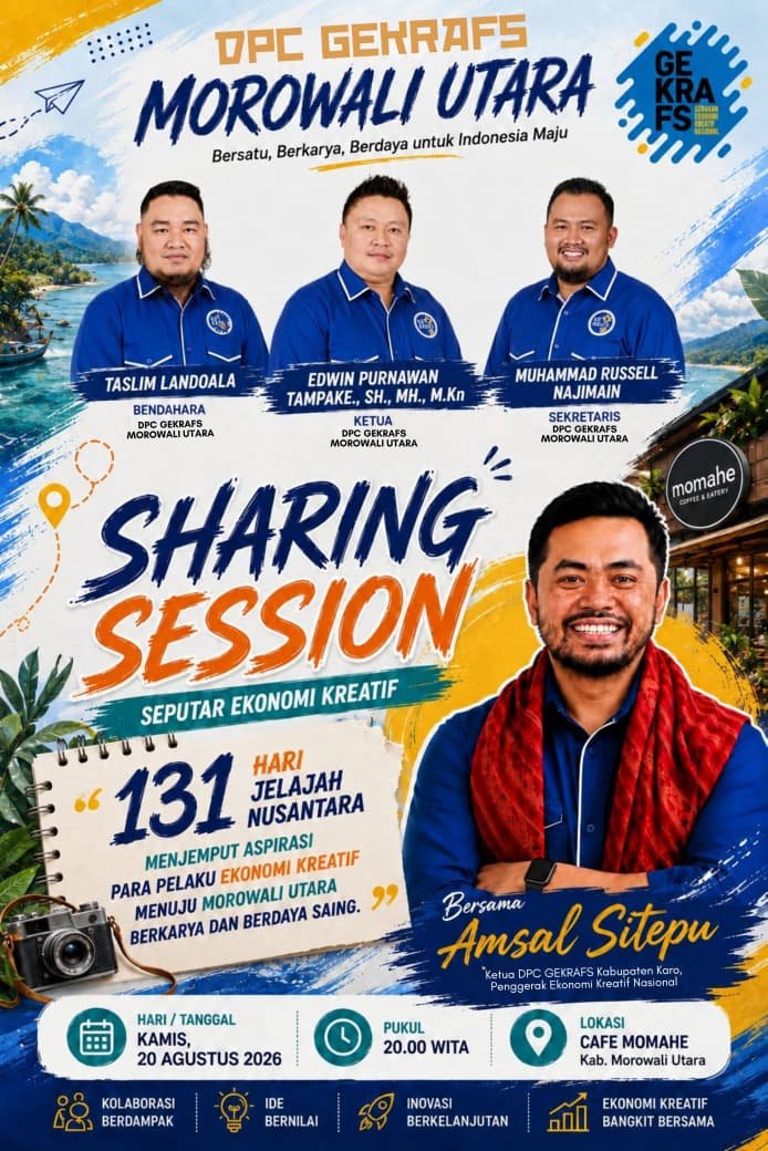 DPC GEKRAFS Morowali Utara Gelar Sharing Session Ekonomi Kreatif, Hadirkan Amsal Sitepu