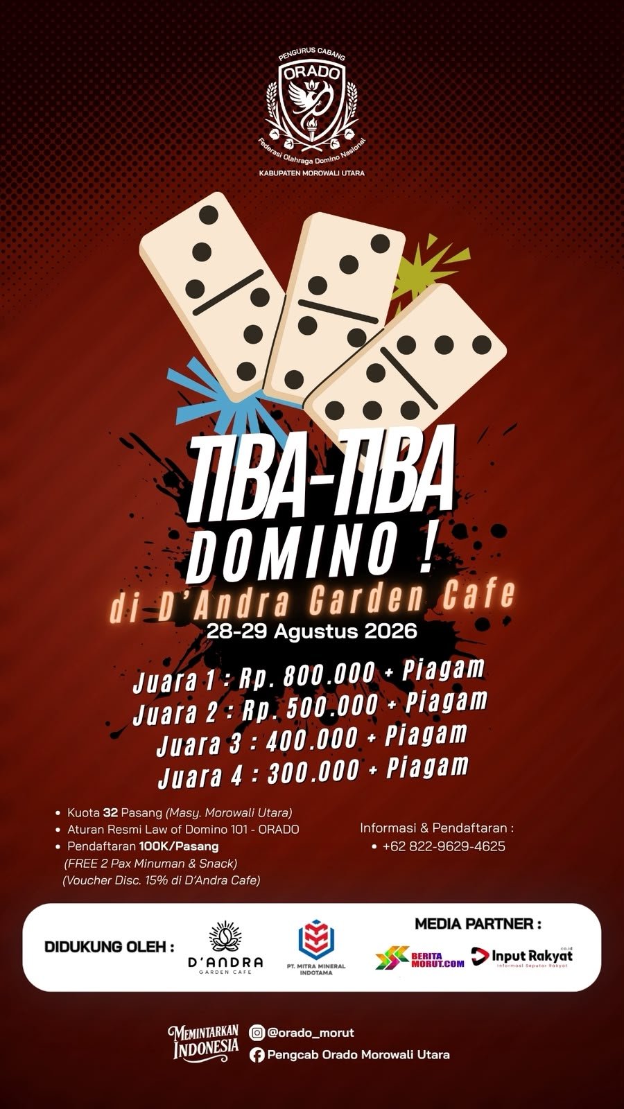 Tiba-Tiba Domino Hadir di D’Andra Garden Cafe, Ini Jadwalnya