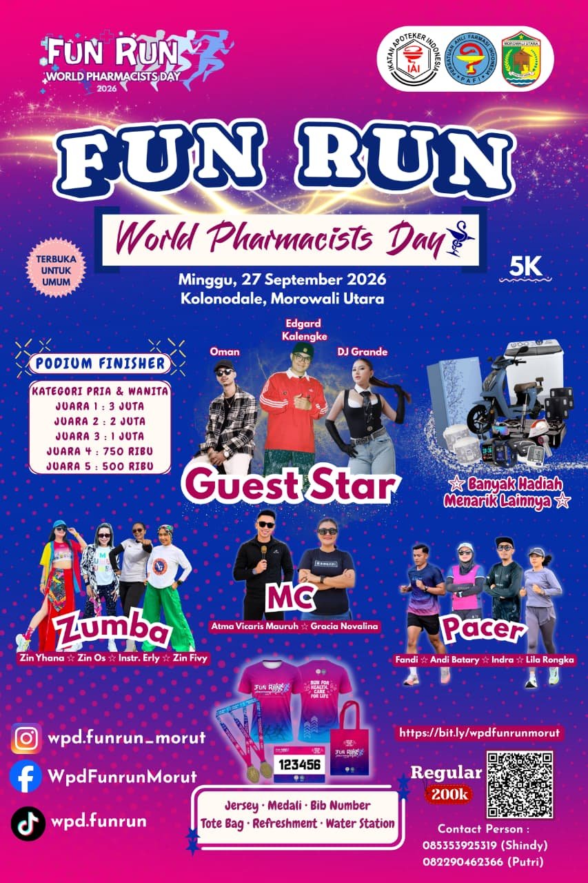 Warda Dg Mamala Sumbang Rp10 Juta untuk Fun Run World Pharmacists Day Morut