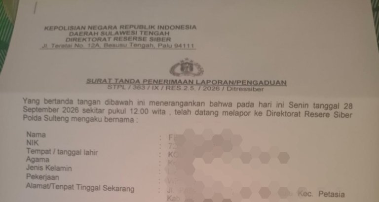 Komentar Facebook Warga Ensa Dilaporkan ke Ditressiber Polda Sulteng