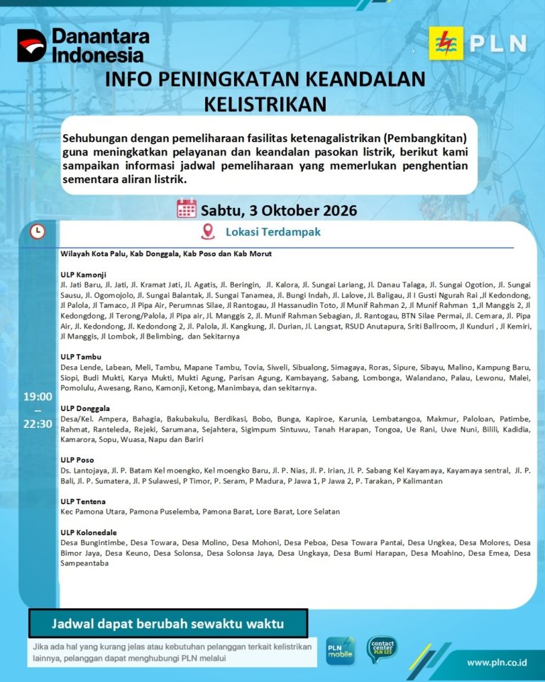 Malam Ini, Sejumlah Desa di Morowali Utara Mati Lampu