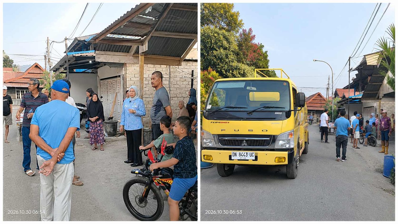 Pagi-pagi Turun Langsung, Warda Dg Mamala Bawa Mobil Tangki Air 8000 Liter di Kampung Bugis